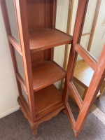 Tall arched timber display cabinet with glazed door and side panels - 3