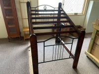 Large freestanding Timber & Wrought Iron textile display stand