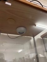 Pair of tall glass display cabinets with integrated lighting - 2