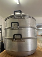 Large commercial aluminum steamer multi tier - 2