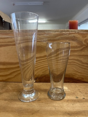 Box lot of assorted beer glasses