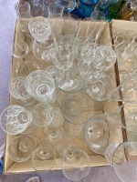Box lot of mixed stemmed wine glasses