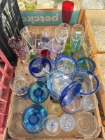 Box lot of mixed coloured glass drinking glasses - 2