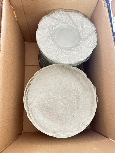 Box lot of decorative glass serving plates - medium