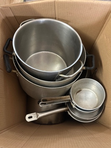 Chef pots, saucepans and conical mesh sieves