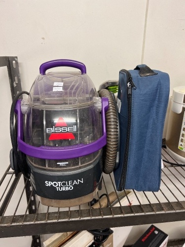 Bissell SpotClean Turbo portable carpet cleaner with storage bag