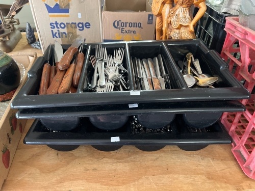 Assorted Cutlery lots - Stainless steel, steak knives and 3 caddies