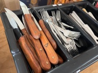 Assorted Cutlery lots - Stainless steel, steak knives and 3 caddies - 2