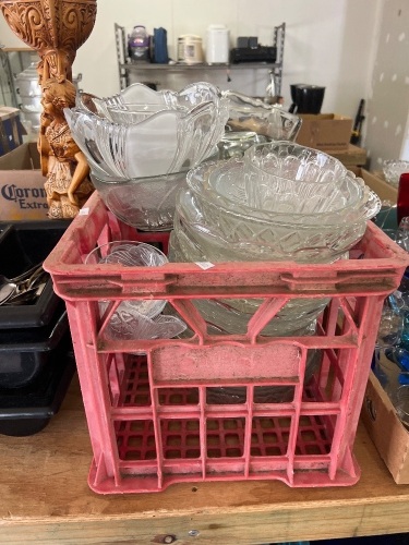 Box lot of decorative glass bowls