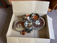 Large Silver and Copper Lot of Kitchenware