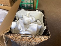 3x Box lot of restaurant table cloths 15 black (1400 x 1400) and 20+ white (1370 x 1370) - 3