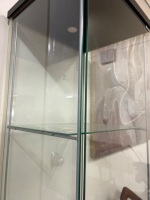 Tall glass display cabinet with dark top and base - 2