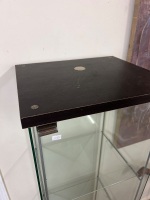 Tall glass display cabinet with dark top and base - 3