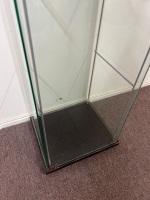 Tall glass display cabinet with dark top and base - 4