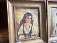Framed Boy and Girl Lithograph Art Prints in Frames - 2
