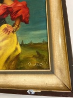 Schubait Oil Painting of Gypsy Spanish Woman with Tamborine - 2