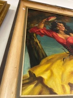 Schubait Oil Painting of Gypsy Spanish Woman with Tamborine - 3