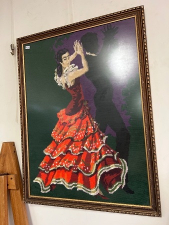Vintage Framed Tapestry Artwork