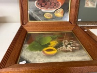2 x Still Life Artworks of Fruit Bowls, Extra Wooden Frame and Oil Painting - 2