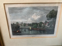 4 Antique Framed Lithogrpahs of River Thames and Twickenham London - 3