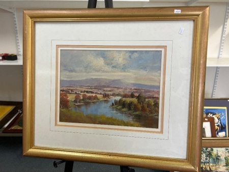 Framed Landscape Oil Painting - Signed - 'Blow of Morning' Writing on Back (See photos)