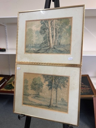 2 x Framed Vintage Lanscape Watercolour Artworks - Signed