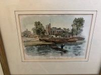 4 Antique Framed Lithogrpahs of River Thames and Twickenham London - 5