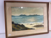 Framed Watercolour of Byron Bay by a Ingles and Framed 'Vege Man' by Ken Farron - 2