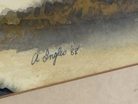 Framed Watercolour of Byron Bay by a Ingles and Framed 'Vege Man' by Ken Farron - 3