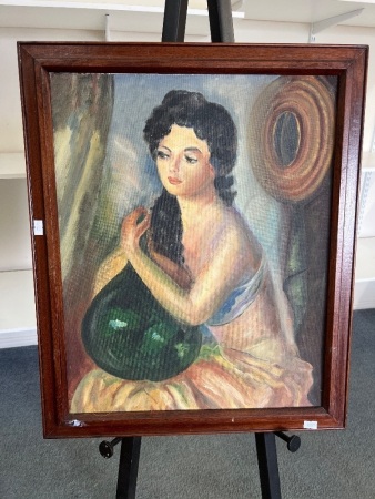 Oil on Board Featuring Woman by M.Prior