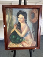 Oil on Board Featuring Woman by M.Prior