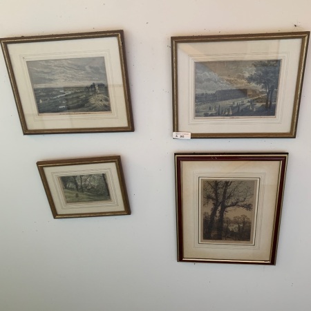 4 Antique Framed Lithographs of British Scenes