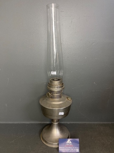 Super Aladdin British Made nickel kerosene table lamp