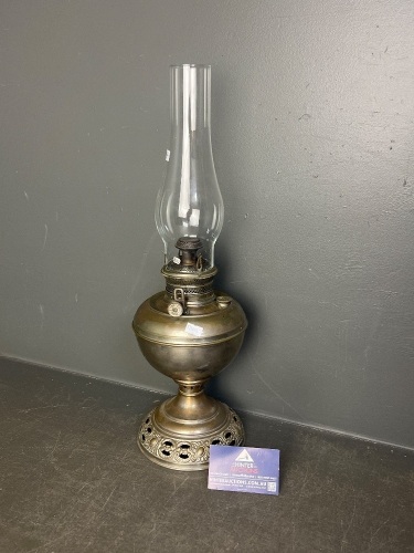 Bradley Hubbard B and H nickel oil lamp pierced base