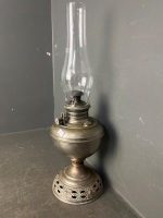 Bradley Hubbard B and H nickel oil lamp pierced base - 2