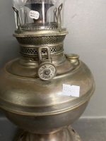 Bradley Hubbard B and H nickel oil lamp pierced base - 4