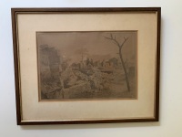 2 Antique Framed and Signed Pencil Drawings - 2