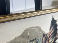 Framed Oil on Board Featuring Viking Style Boats - Signed - 4