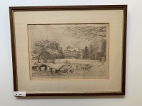 2 Antique Framed and Signed Pencil Drawings - 3