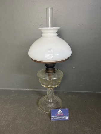 Hinks Son Birmingham oil lamp cut glass milk shade