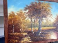 Large Framed Oil on Board Featuring Autumn-Style Trees - 2