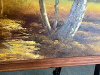 Large Framed Oil on Board Featuring Autumn-Style Trees - 3