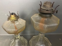 Box lot six small glass and metal kerosene table lamps - 2