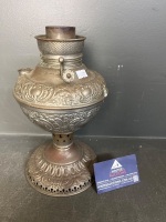 Juno Lamp USA embossed centre draft oil lamp