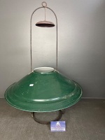 Green enamel hanging oil lamp shade smoke bell