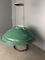Green enamel hanging oil lamp shade smoke bell - 2