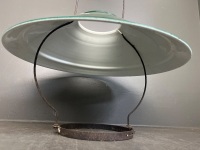 Green enamel hanging oil lamp shade smoke bell - 3