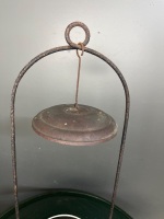 Green enamel hanging oil lamp shade smoke bell - 4
