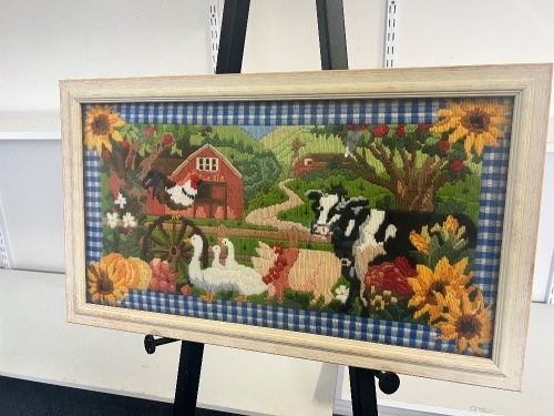 Landscape Handmade Tapestry Artwork Featuring Farm Animals