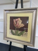 Framed Print Featuring Flower on Red Background